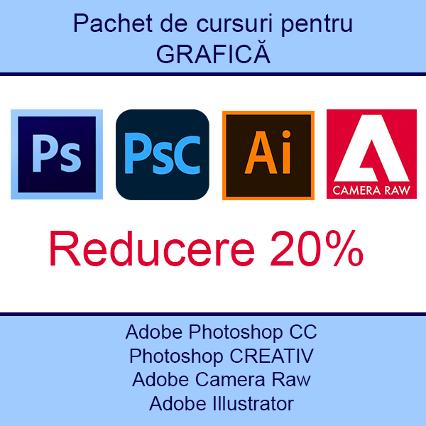 Vă oferim un pachet de 4 cursuri Adobe, soluția completă pentru grafică!