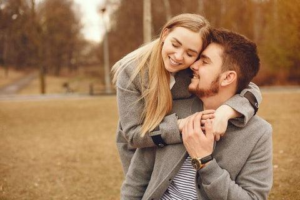 loving couple in park