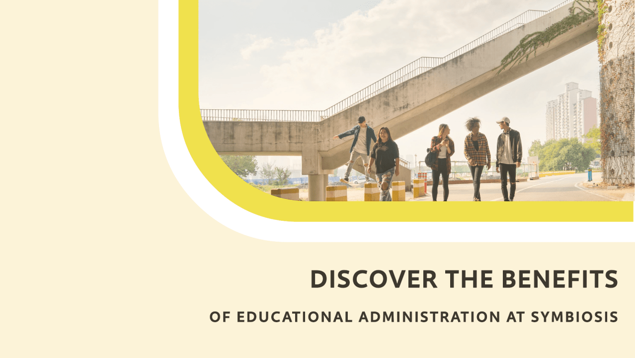 A group of students walking together under a modern overpass, symbolizing the dynamic and flexible nature of Distance Education at Symbiosis University.