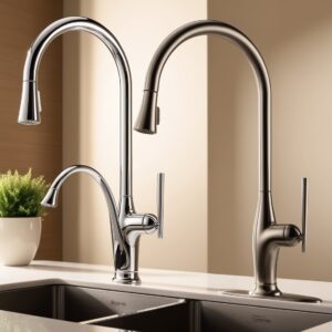 two kitchen faucet in image