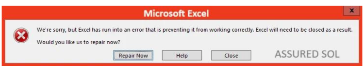 excel has run into a problem