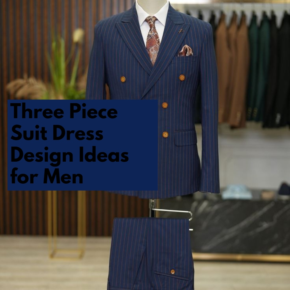 mens striped suit Italian style slim fit jacket trousers navy blue Groomsman wedding groom