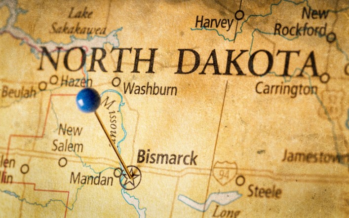 A map of North Dakota