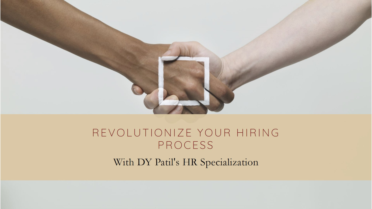 Graphic on recruitment strategies taught in DY Patil’s Online MBA HR Specialization, emphasizing modern hiring techniques