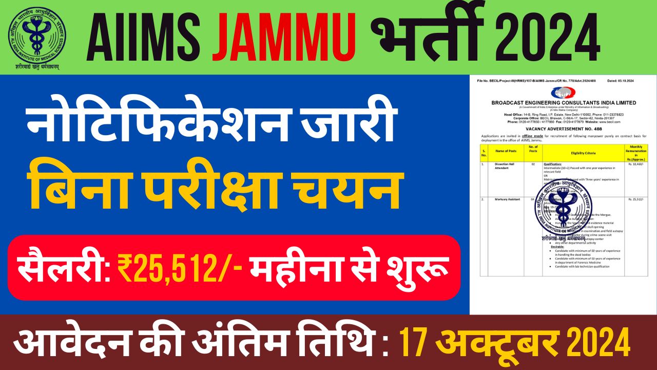 AIIMS Jammu Recruitment 2024