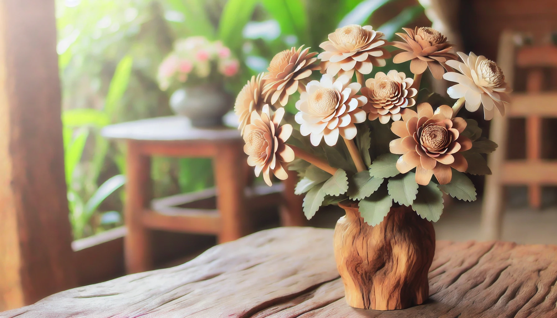 wooden flowers bouquet