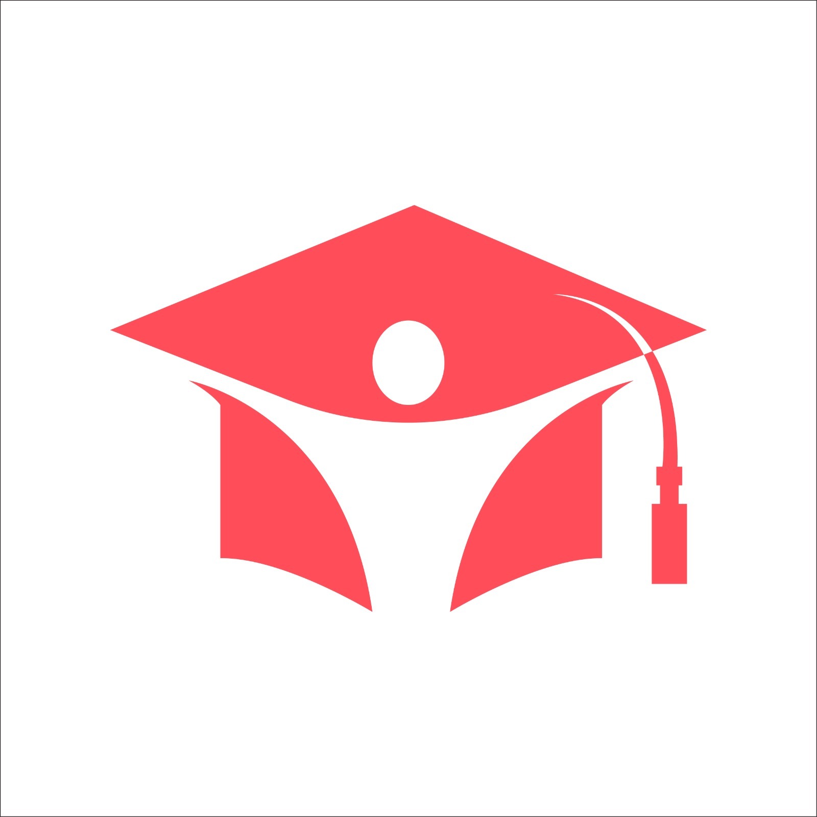A red graduation cap with a white human figure inside, symbolizing educational success.