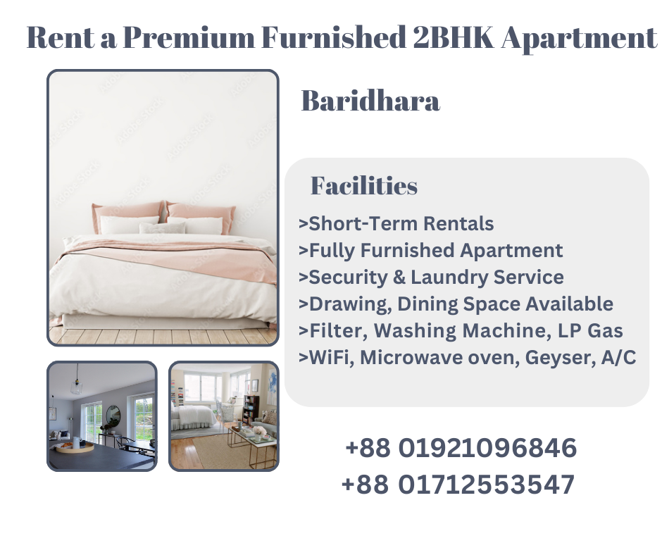 Furnished Two-Bedroom Flat for a Comfortable Stay in Baridhara: Your Perfect Short-Term Rental Solution