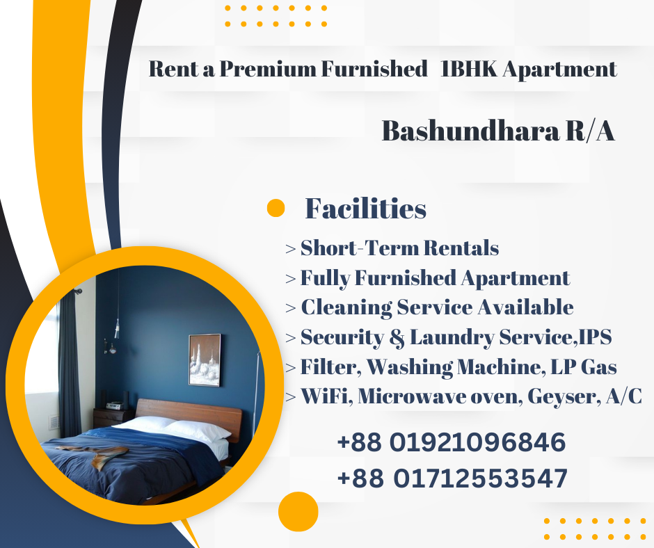 Premium Furnished 1BHK Apartments in Bashundhara R/A