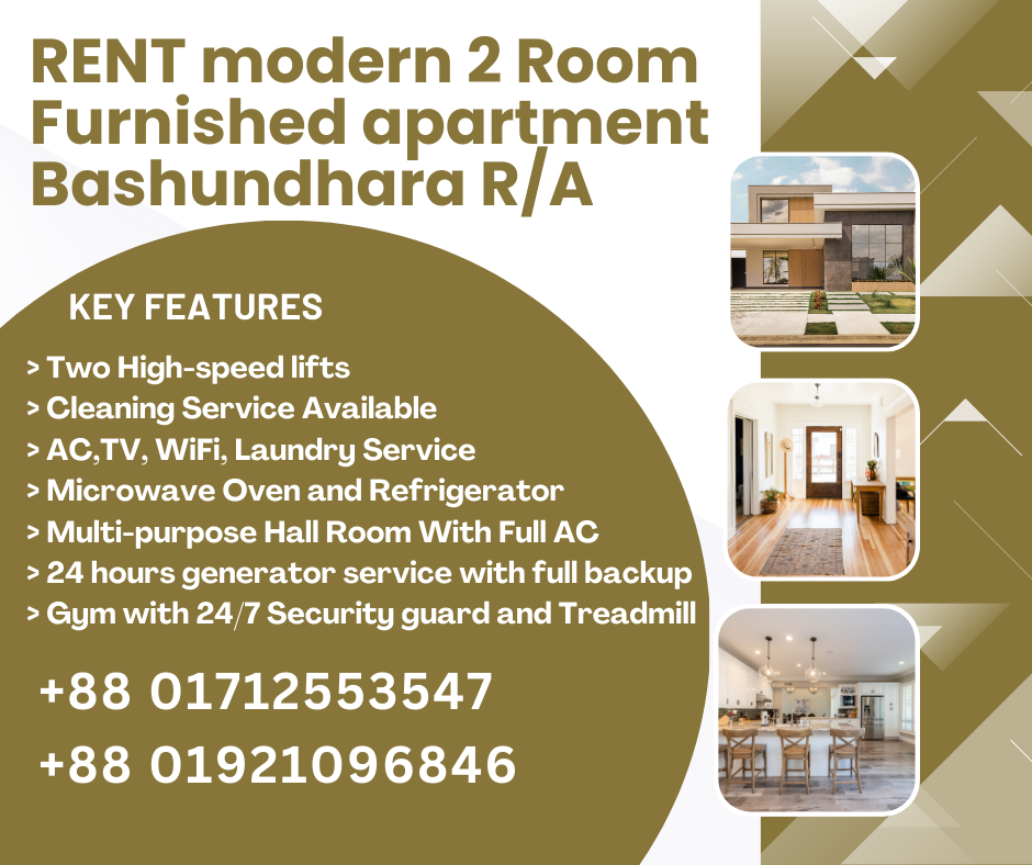 Rent a Cozy Fully Furnished Two-Room Apartment in Bashundhara R/A