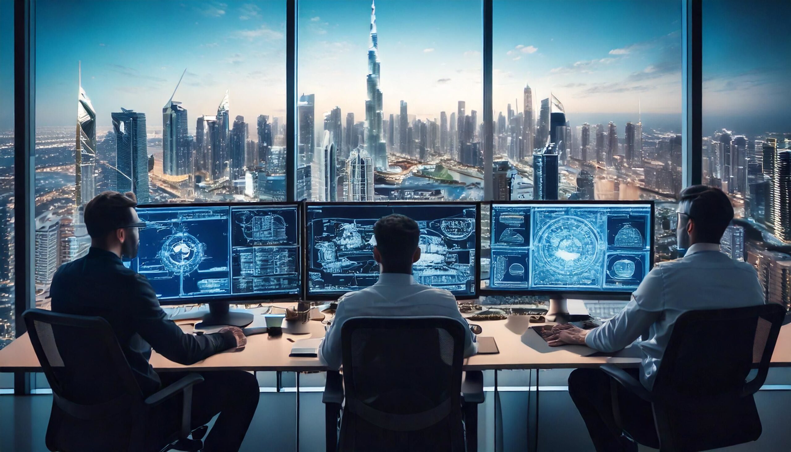 Professional game development team in Dubai collaborating on project