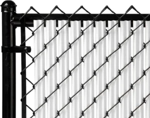 Chain link fence with privacy slat