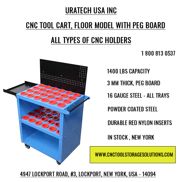 Floor model with Peg board , CNC Tool cart for all types of CNC Holders from Uratech USA Inc