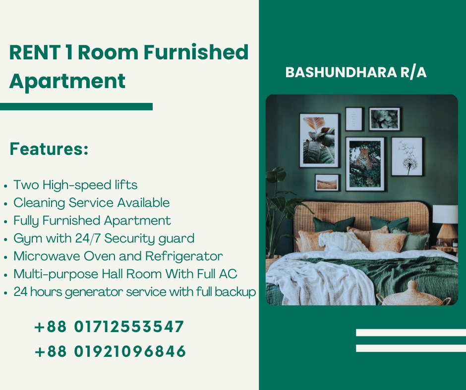 Find Your Perfect Stay: A Modern, Furnished Studio Apartment for Short-Term Rental in Bashundhara R/A, Dhaka, Bangladesh