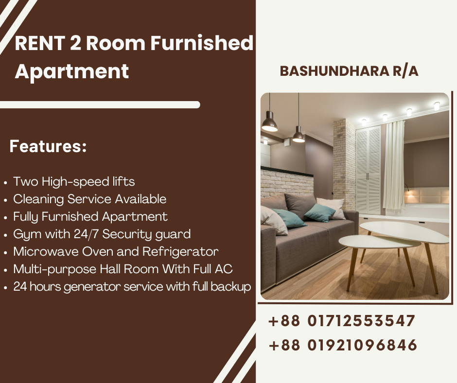 Rent a Fully Equipped, Cozy 2-Room Apartment in Bashundhara R/A