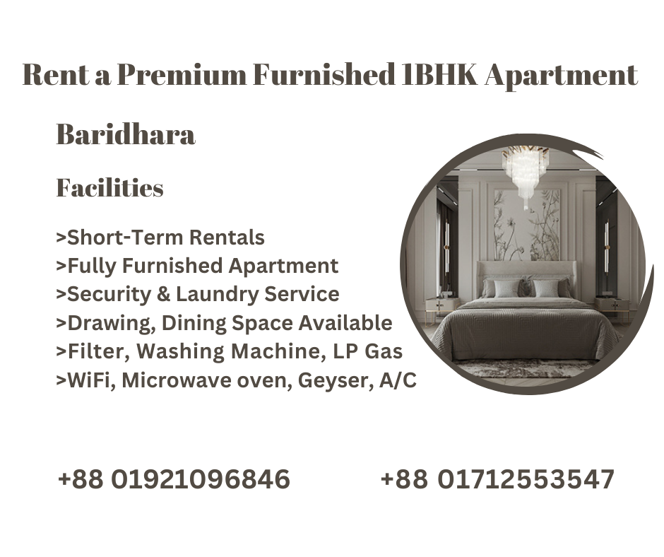 Rent Furnished two-bedroom Flat for a Comfortable Stay in Baridhara