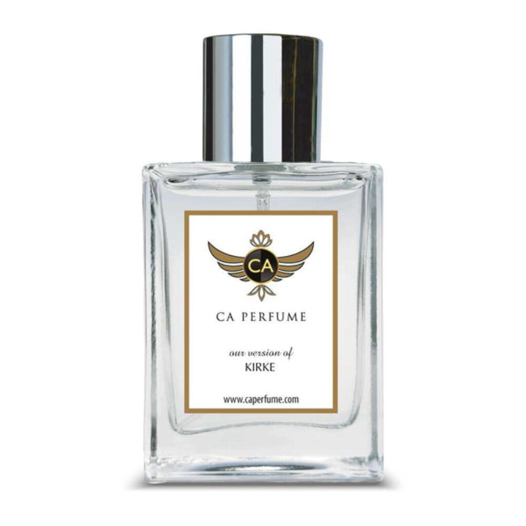 A bottle of Kirke perfume, showcasing its luxurious and exotic scent.