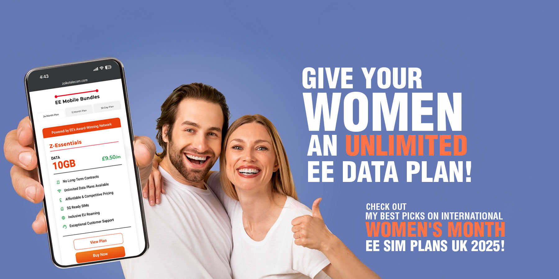 International women's day ee sim plans deals sim only