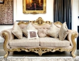 Handmade Royal Antique Golden Finish Carved Sofa (3 Seater): A Timeless Piece of Luxury