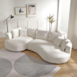 Elegant Wooden Twist Snowy Curved 3-Seater Sofa for Modern Living Rooms ✨